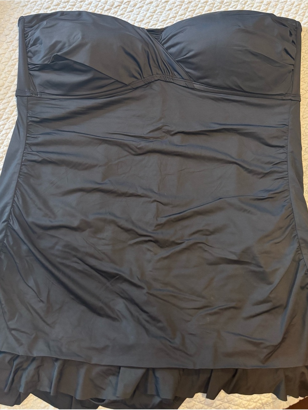 ANA Black Strapless Swimdress with Subtle Seam Detail